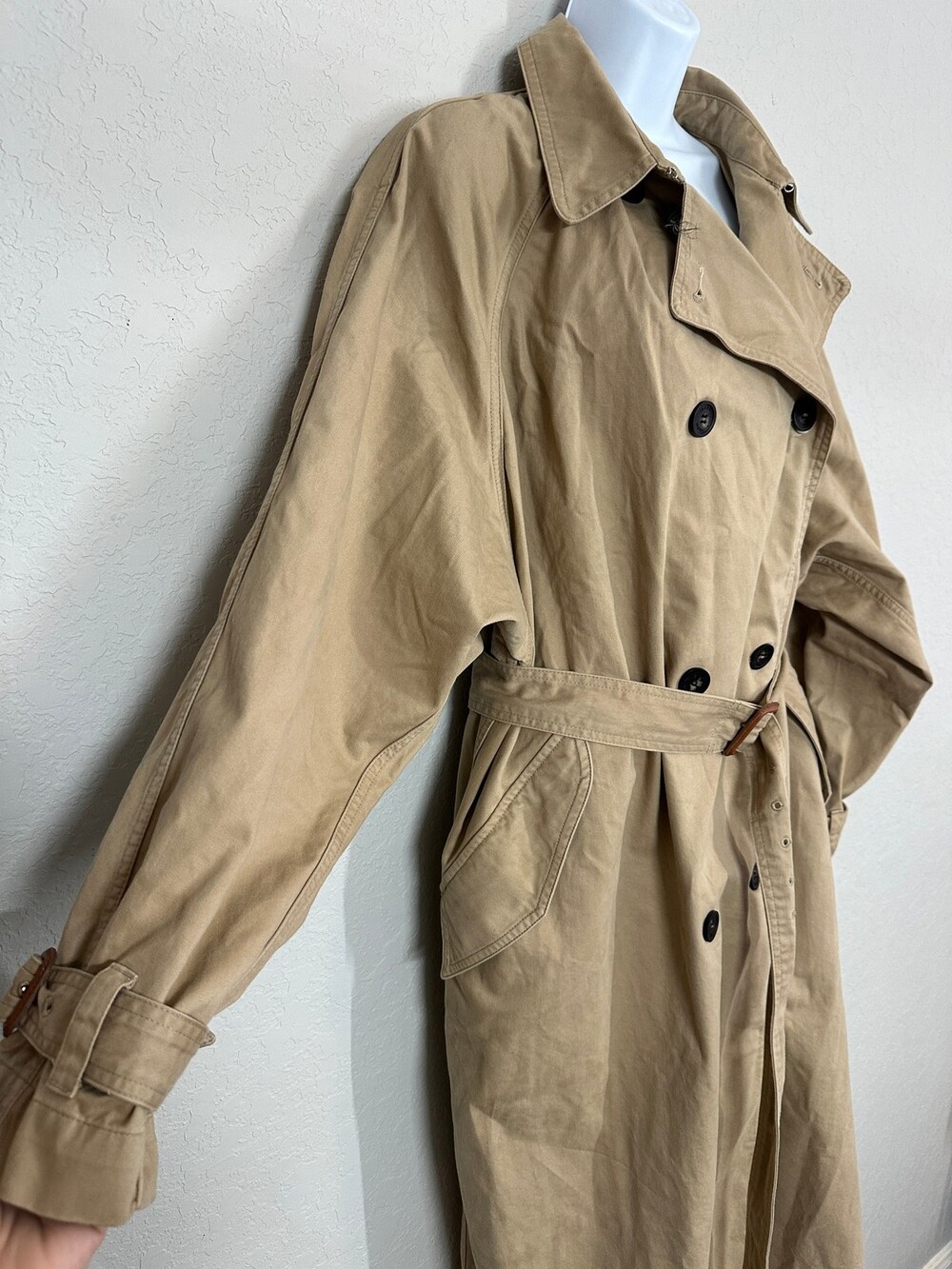 Isabel Marant Trench Coat Double-Breasted Belted Khaki Cotton Women's Size 38 - Picture 4 of 16